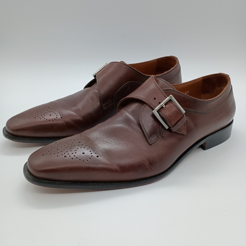 Broletto Mens Brown Leather Single Monk Strap Shoes Made in Italy 11.5 M